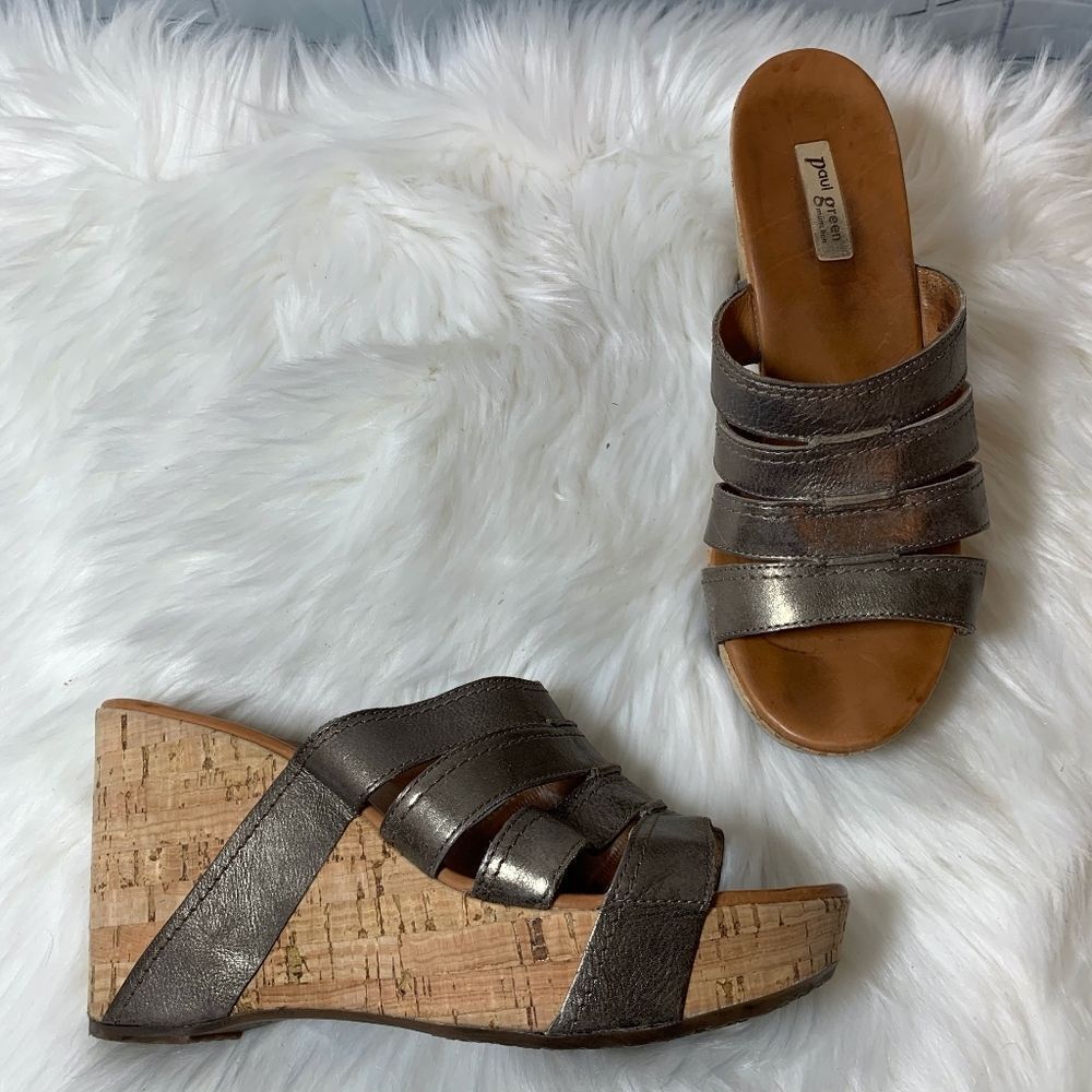 Paul Green Bronze Strappy Wedge Sandals Size 5.5 Uk/8 Us